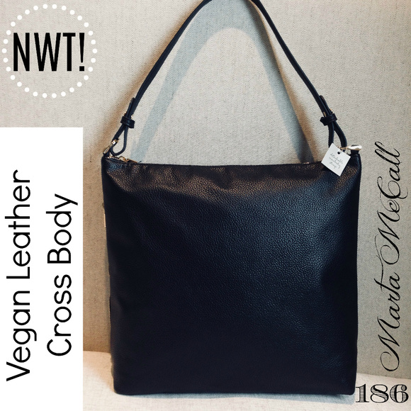 Handbags - NWT Vegan Pebbled Black Cross Body Option Hand Bag